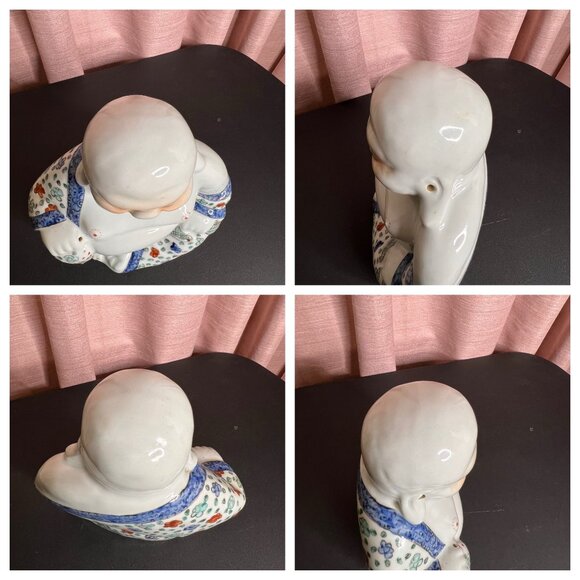 VTG Ceramic Laughing Buddha Figurine Symbol of happiness, wealth, & good fortune - Picture 7 of 16